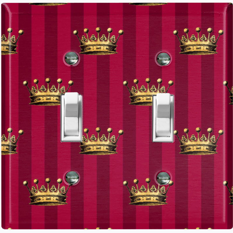 Metal Light Switch Plate Cover Elegant Yellow Crown Tufted Burgundy Da –  Wallplate Decor
