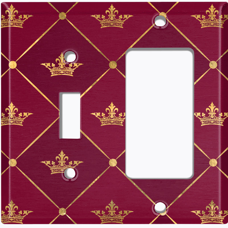 Metal Light Switch Plate Cover Elegant Yellow Crown Tufted Burgundy Da –  Wallplate Decor